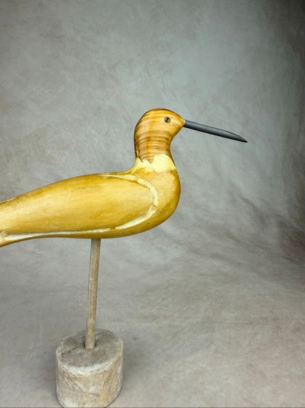 Vintage Wooden Carved Shorebird Decoy Style 8” Folk Art Primitive - Picture 2 of 12